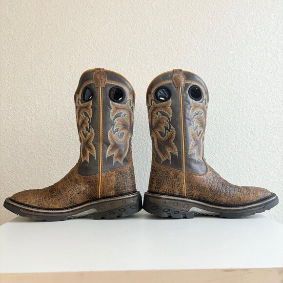 NEW Capitan Mens Cowboy Workboots Size 9D Western Brown Leather Square Toe Boots - Picture 7 of 10